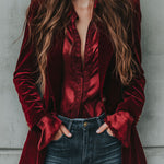 Vintage Longline Burgundy Velvet Blazer