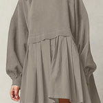 Fake two piece solid color color matching loose pleated dress