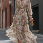 High Neck Tiered Floral Maxi Dress