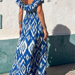 TUNISIA BLUE PRINTED, LONG DRESS