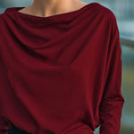 Long Sleeves Loose Solid Color Heaps Collar Blouses&Shirts Tops