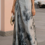 Ethereal Silver-Grey Floral Printed Two-Piece Maxi Set