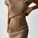 Sleeveless Vest + Knitted Skirt Two-piece Set