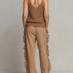 Chic Cotton Straight-leg Trousers With Side Lace
