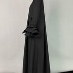 Flared Sleeves Pleated Solid Color Split-Joint Lapel Maxi Dresses Shirt Dress
