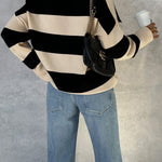 CREAM STRIPED MAXI SWEATER