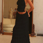Passion and Romance Pleated Back Elastic Straps Adjustable Halter Tank
