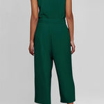 Buttoned Sleeveless Cropped Jumpsuit With Sash