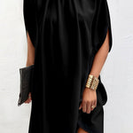Loose Short Sleeves Solid Color Stand Collar Mini Dresses