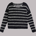 Time for Warmer Layers Fluffy Stripes Relaxed Knit Sweater