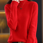 Office Long Sleeves Solid Color High-Neck Sweater Tops Pullovers