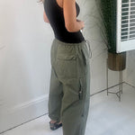 Street Style Drawstring Elastic Waist Pocketed Cargo Pants