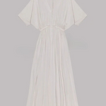 Soft and Elegant Kimono Sleeve Stretchy Waist Pocketed Slit Maxi Dress