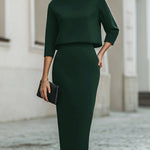 Boat Neck Top And Midi Skirt Set