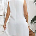 A-Line Loose Buttoned Solid Color Split-Front Split-Side Stand Collar Vest Top