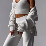Chic V-neck Knitted Three-piece Set