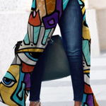 Half Sleeves Loose Contrast Color Printed Split-Side Round-Neck T-Shirts Tops