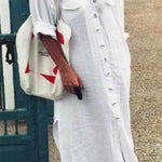 Casual Solid Patchwork Turndown Collar Shirt Dress Dresses(3 Colors)