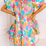 HAPPY SMILES FLORAL MINI DRESS