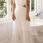 Sleeveless Open Waist Panel Layered Long Swing Dress