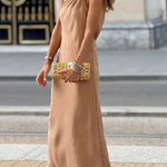 Slim Fit Pleated Sling Maxi Dress