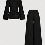 High Waisted Loose Solid Color Split-Joint Pants Trousers