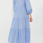 Solid Color Lapel Elastic Cuffs Loose Maxi Dress