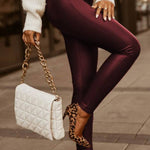 High-waisted faux leather leggings