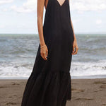 COLOR CONTRAST TIED OPEN BACK DRESS