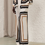 Loose Wide Leg Plaid Striped Tied Waist Casual Pants Bottoms Trousers