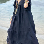 MIRA v-neck paneled maxi dress