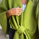 Solid Color Loose V-neck Shawl Cape Jacket