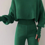 Casual Loose-fitting Long-sleeves Top and Pants Two-piece Set