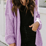 Drop Shoulder Open Front Knit Oversized Sweater Cardigan