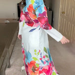 Long Sleeves Loose Buttoned Flower Print Lapel Maxi Dresses Shirt Dress