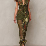 Bohemian Halter-neck Chiffon Printed Maxi Dress
