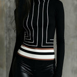 Long Sleeves Skinny Printed Mock Neck T-Shirts Tops