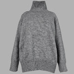 Casual Loose Long Sleeves Solid Color High-Neck Sweater Tops