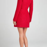 Girly and Glamorous Tweed Fabric Pearl Trim Long Slit Sleeve Pocketed Mini Dress