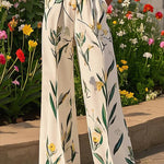 Sleeveless Wide Leg No Belt Pleated Printed Split-Joint V-Neck Jumpsuits