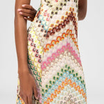 Missoni Summer Knit Colorful Herringbone Print Open Beck Maxi Dress