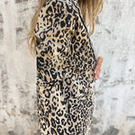 Leopard Print Lapel Long Sleeve Casual Blazer