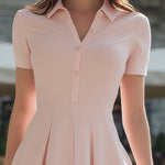 Vionnelle Blush Polo Shirt Dress ��� Preppy Feminine Style For Effortless Charm