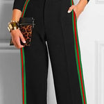 Long Sleeves Skinny Contrast Color Striped Casual Pants Bottoms Pants Trousers