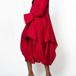 Stylish Loose Stand-Collar Long Sleeves Midi Dress
