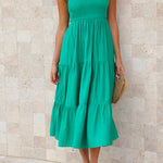 Solid One Shoulder Sleeveless Beach Dress