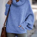 Cowl Neck Batwing Sleeves Loose Sweater
