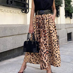 Stylish Leopard Print Elegant Large Hem Maxi Skirt