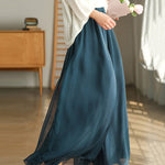 Casual Solid Color Chiffon Column Wide Leg Pants&Skirt