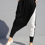 Contrast Color Splicing Harem Pants